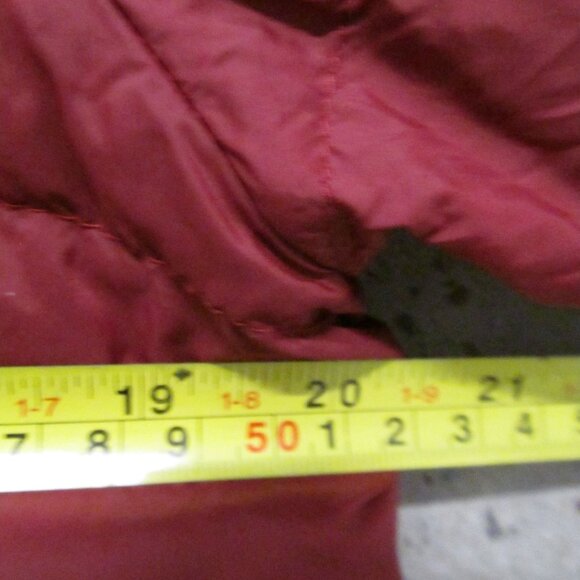 EDDIE BAUER Womens L Burgundy Short Goose Down Puffer Coat - Picture 6 of 9
